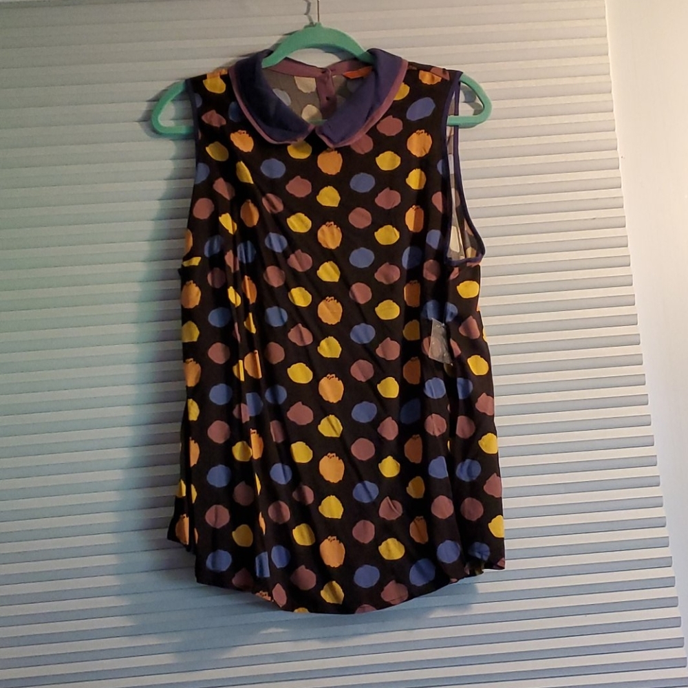 Modcloth sleeveless buttonback colorful dot top 1X